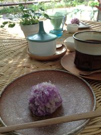 Close-up of food on table