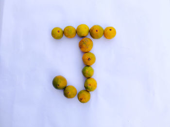 Close-up of fruits against white background