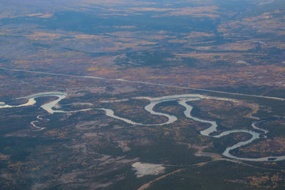 High angle view of agricultural field