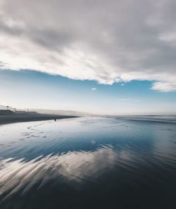 Scenic view of sea against sky at sunset
