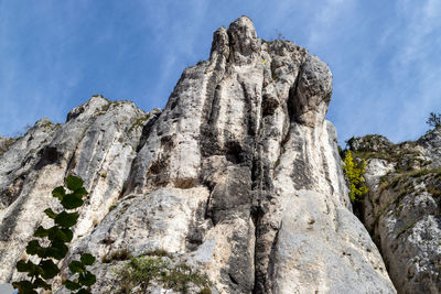 High rocks in the village essing in bavaria, germany at the altmuehl river on a sunny day in autumn