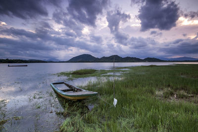 Scenic view of lake against sky