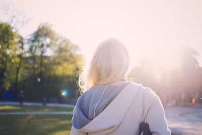 Rear view of woman at park