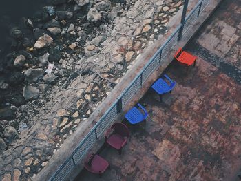 High angle view of clothes drying