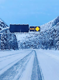 Road sign in snow