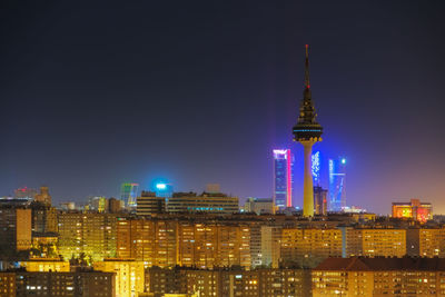 View of the skyline of madrid, with the mountains in the background, 