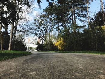 Road amidst trees against sky