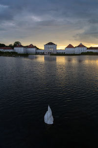 View of lake at sunset