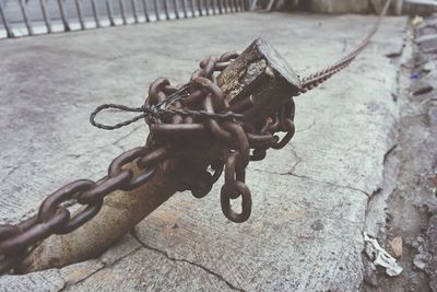 Close-up of rusty chain