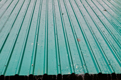 High angle view of empty bench