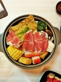 Close-up of food in plate on table