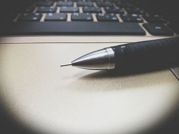 Close-up of airplane on table
