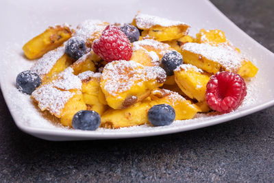 Close-up of fruits in plate