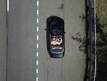 High angle view of car on road