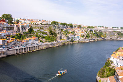 High angle view of bridge over river in city