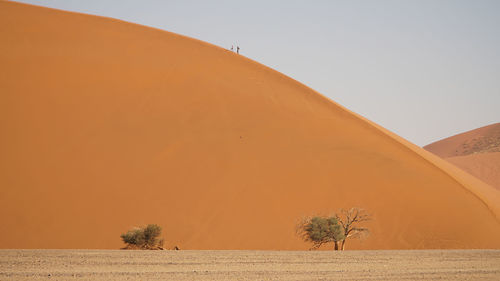 Scenic view of desert against clear sky