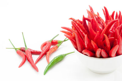 Close-up of red flowers over white background