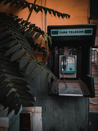 Old telephone booth on roof