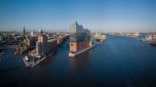 High angle view of buildings in city