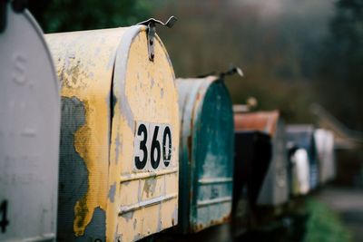 Old mailboxes in a row