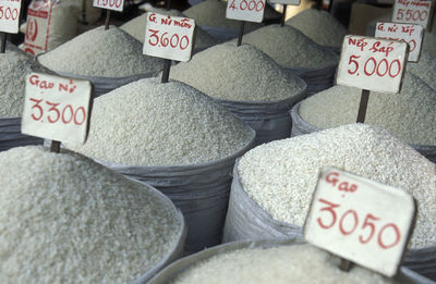 Rice in sacks at market
