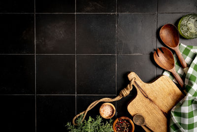 Directly above shot of objects on table