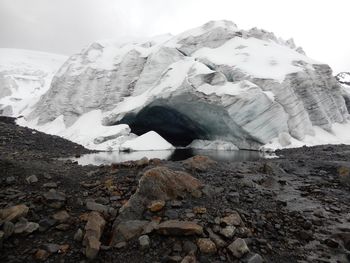 Scenic view of snowcapped mountain against sky