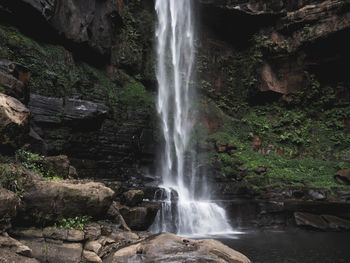 Water flowing through rocks