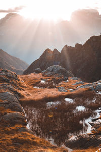 Scenic view of mountains against sky