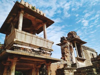 Low angle view of old building against sky