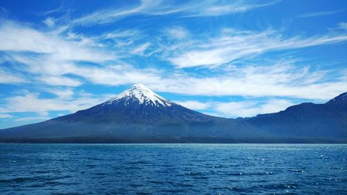 Scenic view of sea against cloudy sky