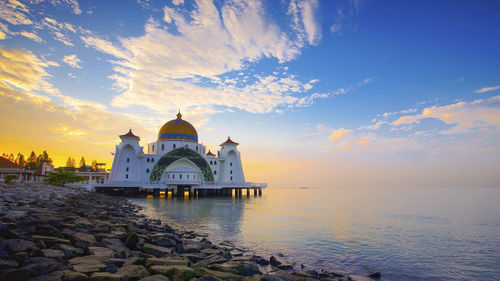 View of beautiful mosque during sunrise