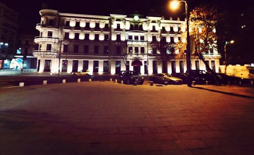 Illuminated building at night