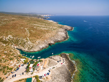 High angle view of beach against sky