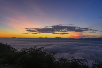 Scenic view of dramatic sky during sunset