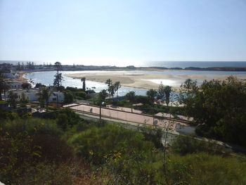 High angle view of river against sky