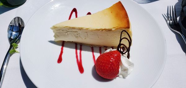 Close-up of cake slice in plate