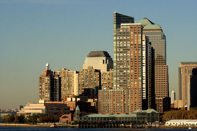 Modern buildings against clear sky