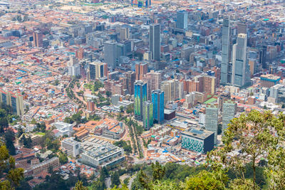 High angle view of buildings in city