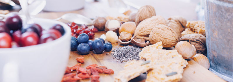 Close-up of fruits on table