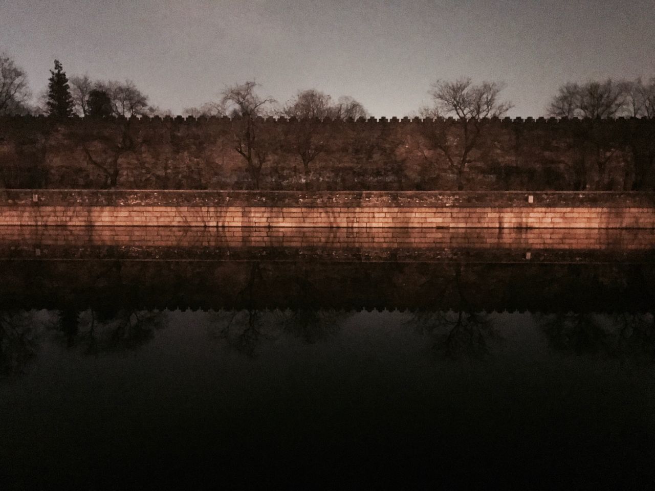 reflection, tree, water, nature, bare tree, symmetry, sky, outdoors, sunset, lake, tranquil scene, tranquility, no people, scenics, beauty in nature, day