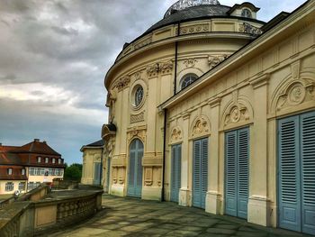 Exterior of historic building against sky