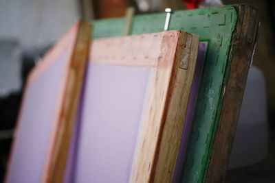 Close-up of books on table