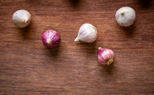 High angle view of vegetables on table