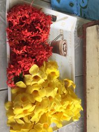 Close-up of flowers on table