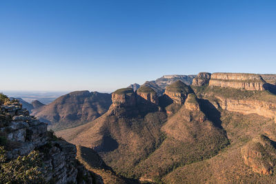 Scenic view of mountains against clear sky