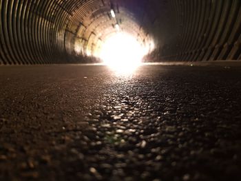 Surface level of road in tunnel