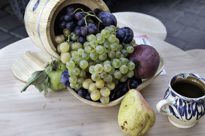 High angle view of fruits on table