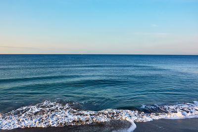 Scenic view of sea against clear sky