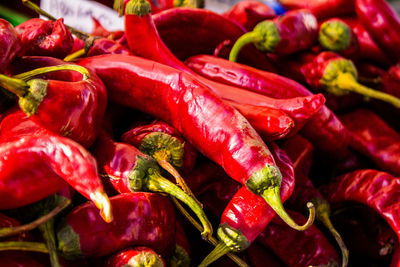 Full frame shot of red chili peppers for sale